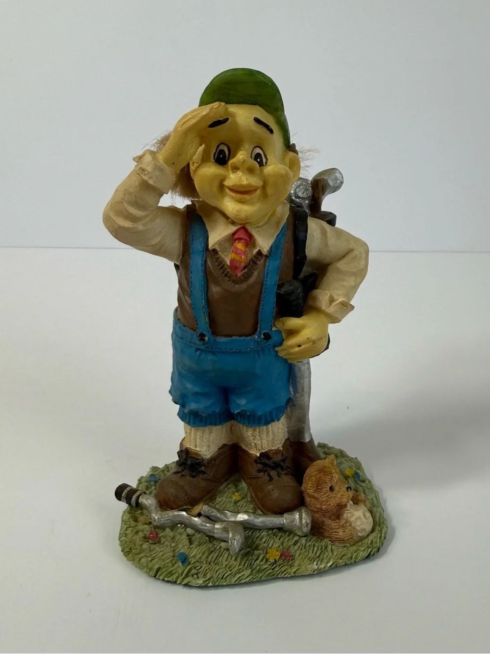 Vintage Kitsch Comical Golfer Figurine with Dog & Broken Club Statue 6